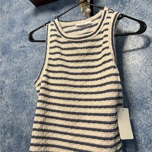 Striped Sleeveless Top - Blue and White